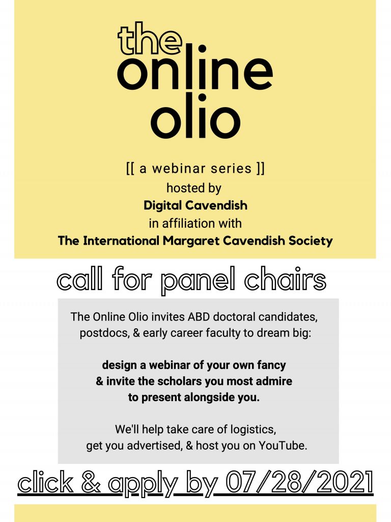 Online Olio Webinars: Call for Chairs Autumn 2021